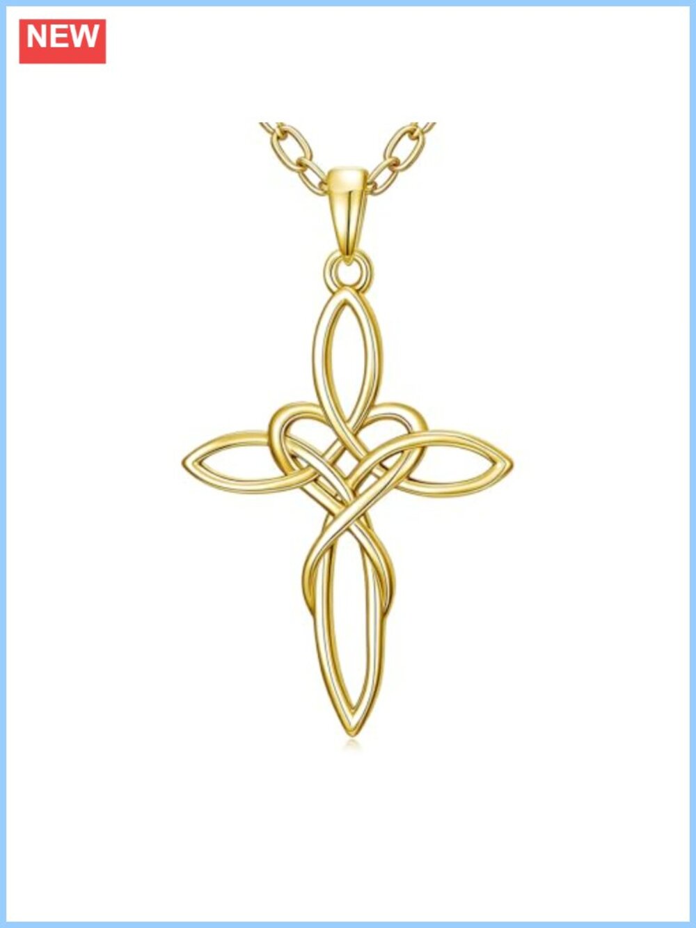 Celtic Knot Cross Necklace Gold Plated Infinity Heart Pendant Gift for Women